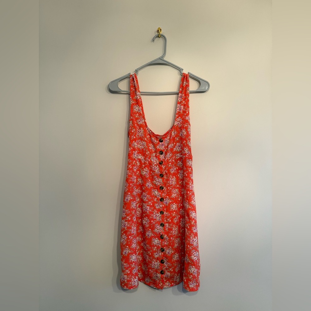 American Eagle Outfitters Vibrant Orange Floral Dress